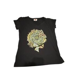 Traditional Craft Ireland Celtic Knot V-Neck T-Shirt Black‎ Small
